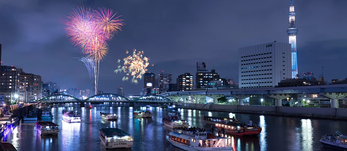 隅田川花火大會煙花、隅田川與東京晴空塔夜景